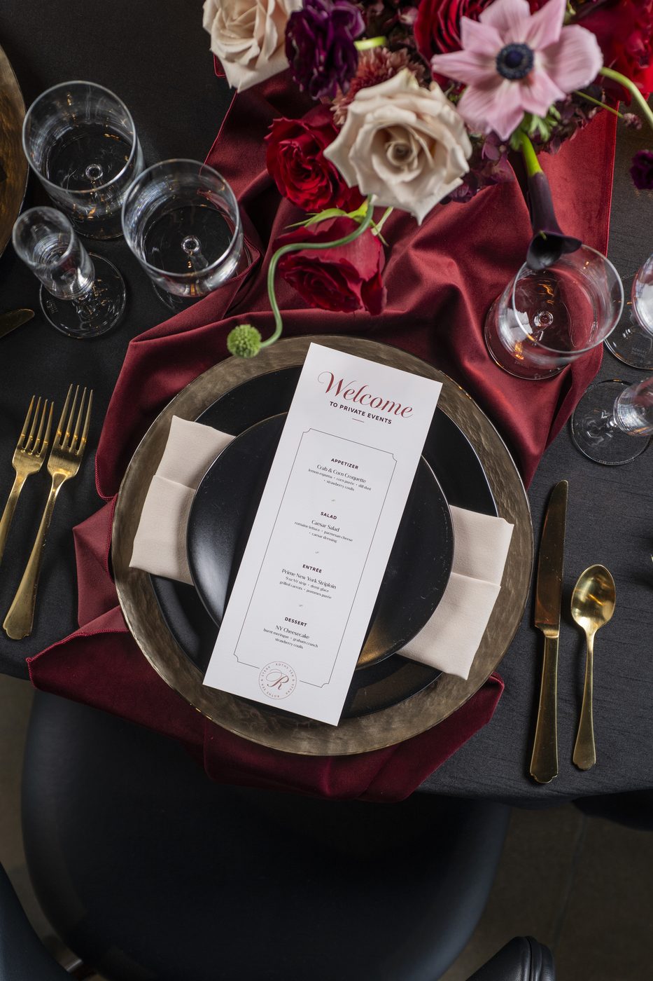 Intimate private dining atmosphere in The Gilded Room at Roth's Sea & Steak
